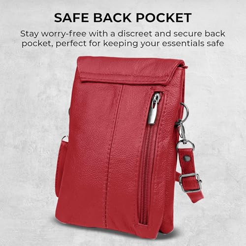 Genuine Leather Small Crossbody Red Phone Purse for women – Lightweight, Stylish,Durable and Spacious with Adjustable Strap4