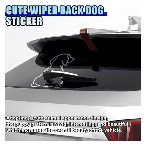 Image of Cute Dog Decal Car Rear Windshield Window Wiper Sticker, Funny Dog Moving Tail Decal Waterproof Vinyl Sticker, Lovely Animal Puppy Decoration Decals for Car Window, Laptop (Style A)