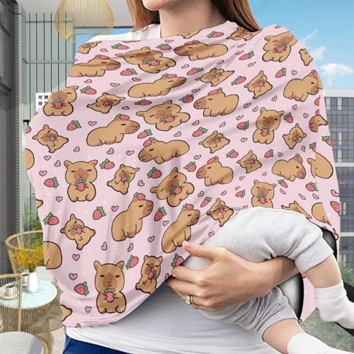 Image of Capybara Baby Car Seat Covers, Multi-use Carseat Canopy for Babies, Stretchy Infant Carseat Cover Boy, Shower Gifts for Boys and Girls, Machine Washable
