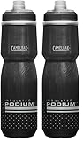 CAMELBAK Podium Chill 710ml Fahrrad Trinkflasche – doppelwandige Isolierung – Trutaste Polypropylen – hoher Durchfluss – selbstschließender Verschluss – optimierte Käfigpassform – Black, Größe: OS