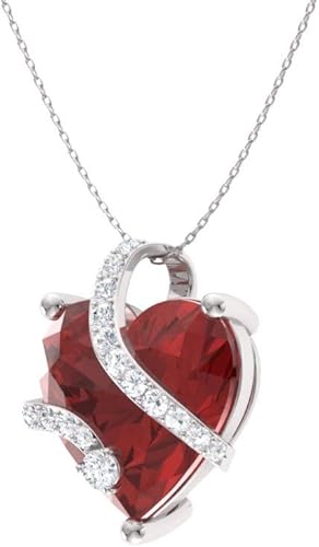 Miniatura 2 de Diamondere Collar pequeño de corazón con piedras preciosas naturales y certificadas y de diamantes en oro macizo de 14 quilates, colgante de 1.68