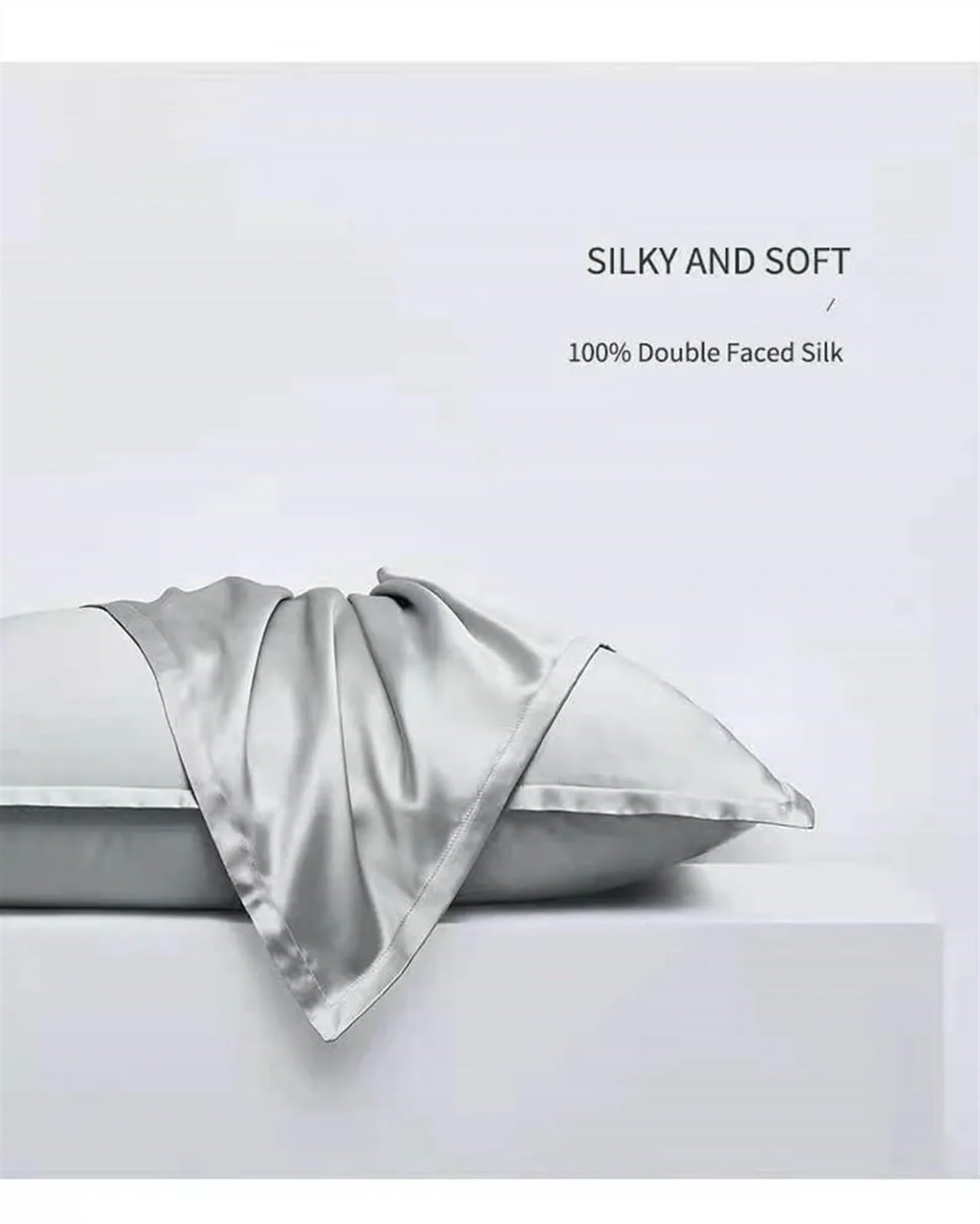 Silk Pillowcase, Satin Kissenbezug Seidenkissenbezug, Seide, versteckter Reißverschluss, Standard(4,Queen)
