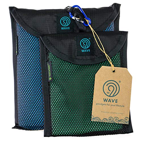 9th WAVE YuccaTowl Microfiber Towels Set of 2 - XL, M Size for Travel, Camping, Pool, Beach, Yoga and Sport. Quick Dry, Super Absorbent, Lightweight, Antibacterial. Best Gift Idea