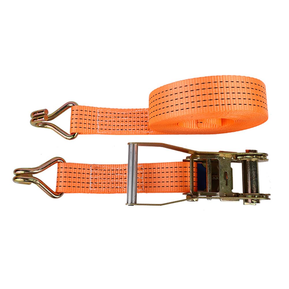 Cinghie a cricchetto con doppio gancio, cinghie di tensionamento regolabili per carichi pesanti, ispessimento arancione, 5 cm x 10 m, fissaggio con fibbia per camion, carico, moto, rimorchi,