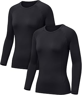 TSLA Women's Thermal Long Sleeve Tops, Mock Turtle & Crew Neck Shirts, Fleece Lined Compression Base Layer