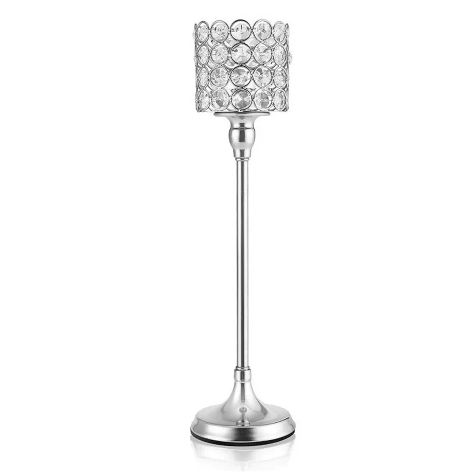 Candle Holders Candle Holders Silver Crystal Cylinder, Pillar Candlestick For Living Room, Wedding, Dining Table, Centerpieces, 1PCS(40cm)