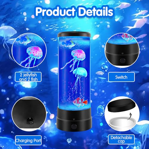 YANGUN Jellyfish Lamp Jelly Fish Lava Light, 12'' Jellyfish Lamp Jellyfishs Aquarium with 16 Change Colours Modes - Image 3