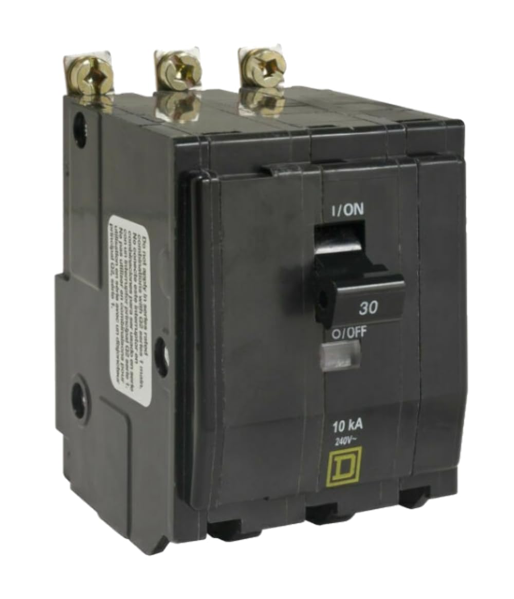 QOB330 Thermal Magnetic Circuit Breaker, Miniature, QO Series, 30 A, 3 Pole, 240 VAC, Bolt On