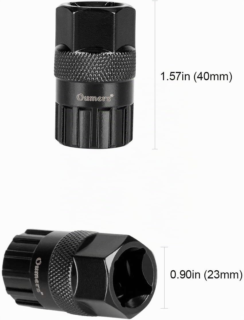 Oumers Herramienta de eliminación de cassette de bicicleta con látigo de cadena llave de la bici Herramientas de extracción de piñones Anillo de bloqueo de cassette de bicicleta