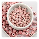 Cuentas de porcelana de colores de cerámica hechas a mano(Pink-glossy surface,6mm)