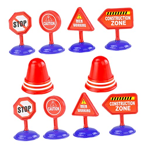 SUPVOX DIY Traffic Sign Models Set 10 Road Cones Educational Roadblock Toys Game Sign for Boys and Girls