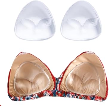 1 Pair Clear Bra Pad Breast Enhancers Silicone Triangle Bra Insert Breast Chest Swimsuit Pads Bra Enhancement Bikini Gel Inserts Push Up Breast Pads for Swimsuit Bikini Sport Bra, Transparent