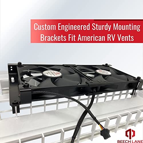 Beech Lane 12V Rv Fridge Ventilation Cooling Fan 5.5" (140Mm), Custom Mounts For American Rv Side Vents, Adjustable Temperature Settings, High-Tech Remote With Manual/Auto Modes, Waterproof #TOP6