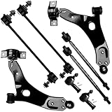 SCITOO 8pcs Front Suspension Kit Lower Control Arm w/Ball Joint Inner Outer Tie Rod End Stabilizer Sway Bar Link Fit 2006-2011 For Ford Focus K80408 K80407