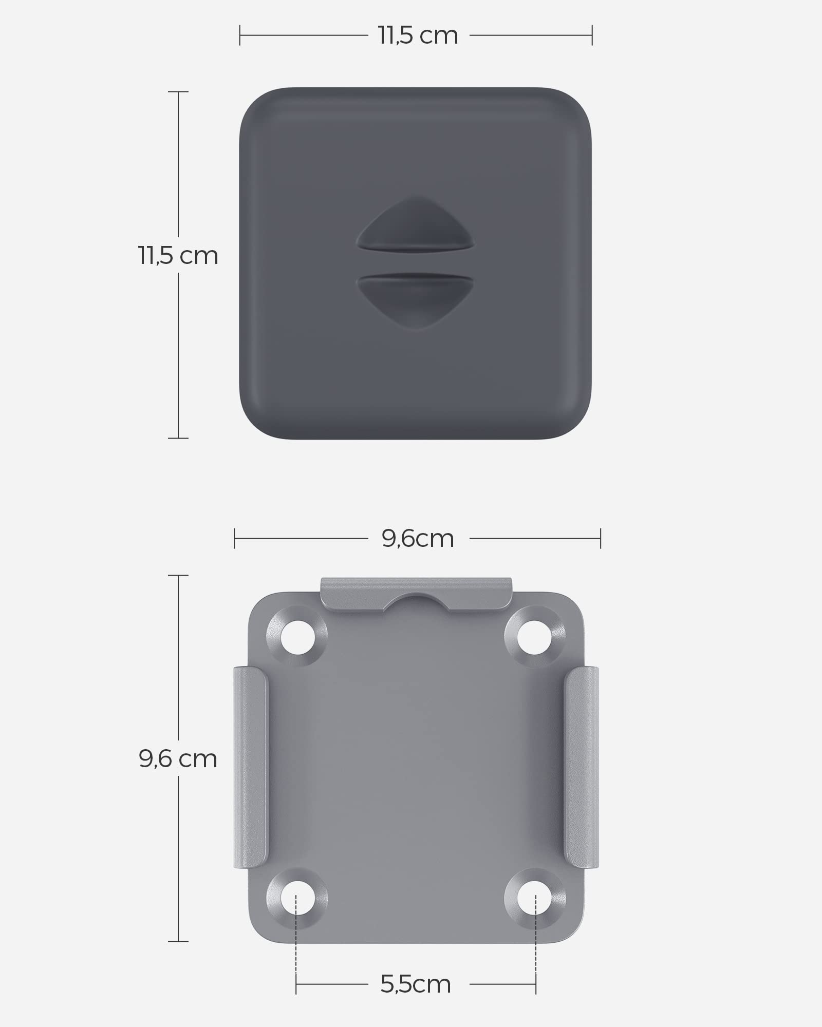 SONGMICS Support Au Sol Pour Poteau De Store Latéral - Plaque Métal Avec Couvercle Plastique Gris GSA504Y01