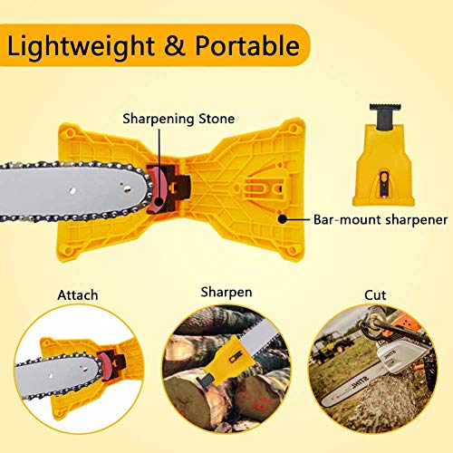 Blobabe Chainsaw Sharpener, Portable Chain Saw Blade Sharpener Chainsaw Teeth Sharpener Kit Universal Sharpening Stone Grinder Tools for 14/16/18/20 Inch Two Holes Chain Saw Bar