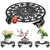 GARGENTOL Rolling Plant Stand with Wheels, 2 Pack Heavy Duty Metal Plant Caddy 11 Inch Wrought Iron Plant Dolly Outdoor Round Plant Rollers Stand for Large Potted Plants and Flower Pot, Black