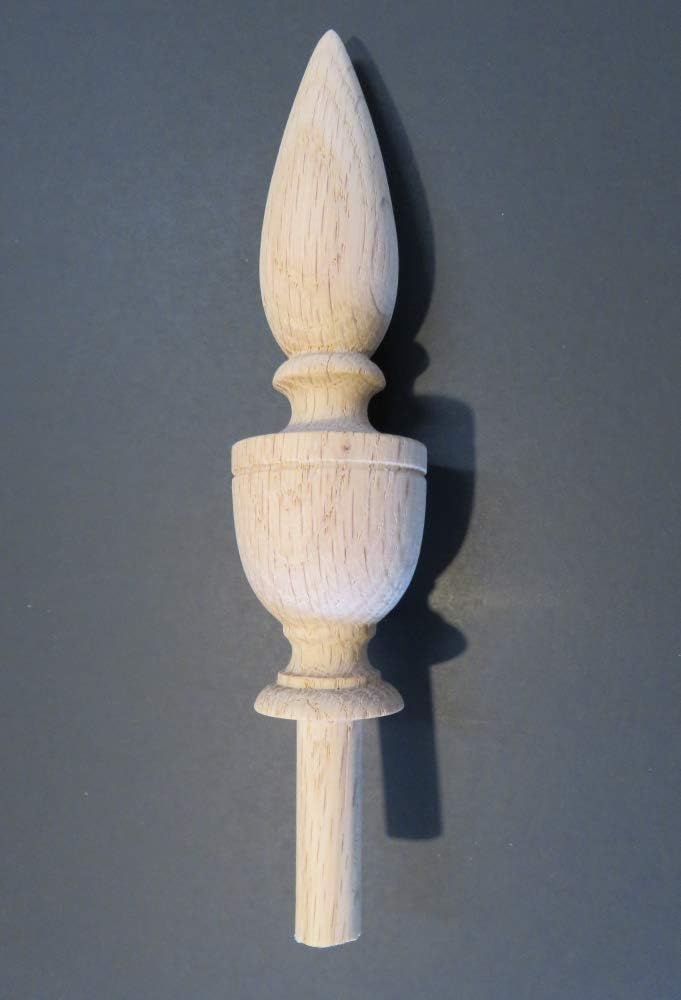 Wood Finial Pencil Post 5 x 1 1/4. Choice: Oak Maple Cherry Walnut Mahogany. #14 (Oak)