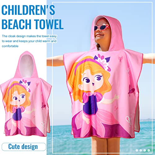 Mixweer 4 Pcs Hooded Beach Towel For Kids 47 X 24 Inches Hooded Bath Towel Wrap Soft Cartoon Hooded Towels Polyester Cotton Toddlers Bath Pool Swim Poncho Cover For Girls Toddler Baby, 1-7 Years #TOP1