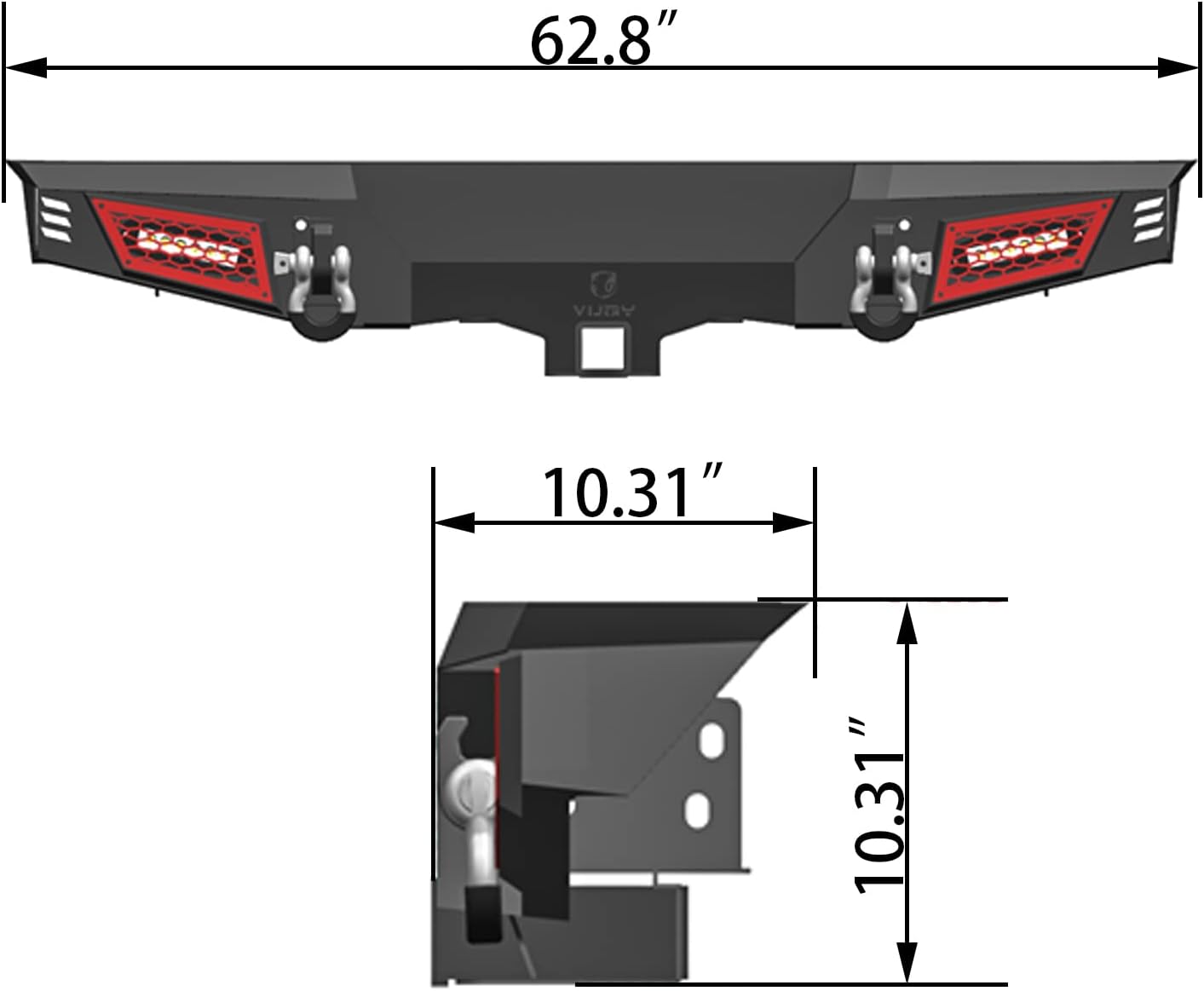 TIOYAR Front and Rear Bumper Compatible with 2018-2025 Jeep Wrangler JL JLU w/Winch Plate & 4 4.75T D-Rings & 7 LED Lights & Hitch Receiver Kit