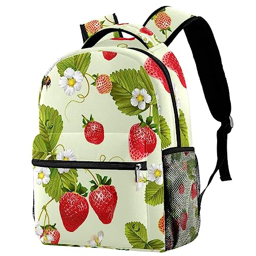 Sac à dos classique léger à motif fraise anti mal de dos pour étudiante
