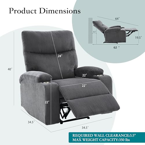 Sillón reclinable manual Gris oscuro miniatura 2