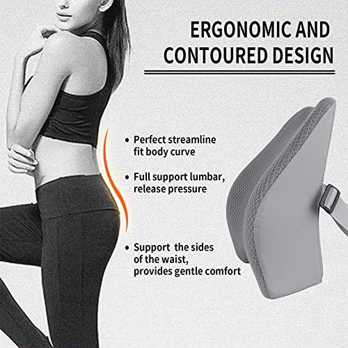 Livtribe Lumbar Support Pillow for Car, Memory Foam Back Support Cushion Universal Fit for Car, SUV, Truck, Office Chair, Wheelchair (Gray)