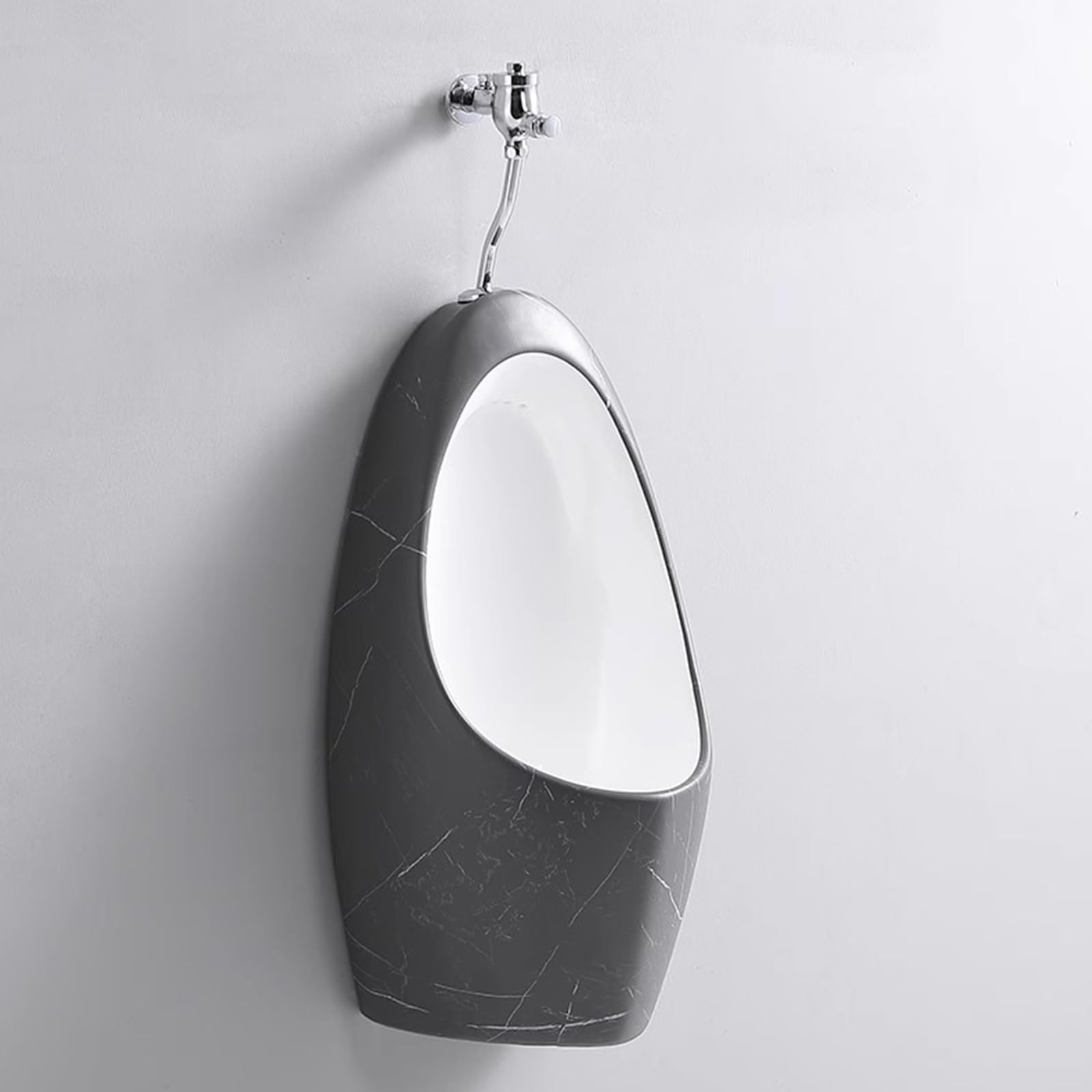 FHRKA Urinals for Men Spill Proof with Hose and Flush Valve, Wall-Mounted Ceramic Urinal, Adult Garage Urinal for Small Bathrooms & Restrooms