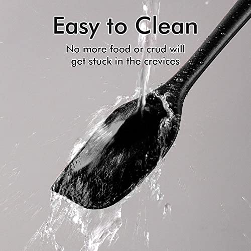 Image of Baskety Silicone Non-Stick Heat Resistant Multi-Purpose Kitchen Tools | Set of 2 Black | Spatula Spoon Big 28cm + Spatula Small 20.6cm for Cooking & Baking