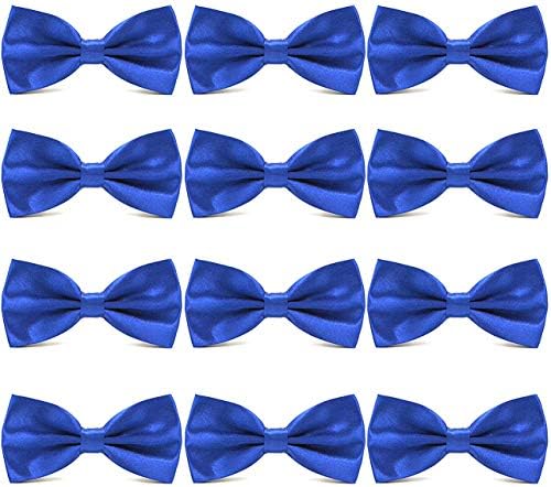 AVANTMEN Men's Bowties Formal Satin Solid - 12 Pack Bow Ties Pre-tied Adjustable Ties for Men Many Colors Option in bulk