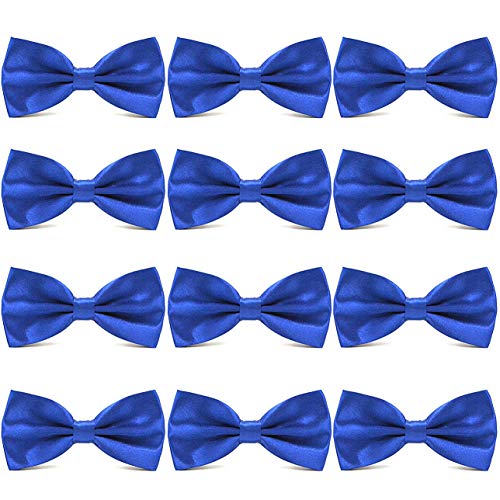 Avantmen Men's Bowties Formal Satin Solid - 12 Pack Bow Ties Pre-Tied Adjustable Ties For Men Many Colors Option In Bulk #TOP4