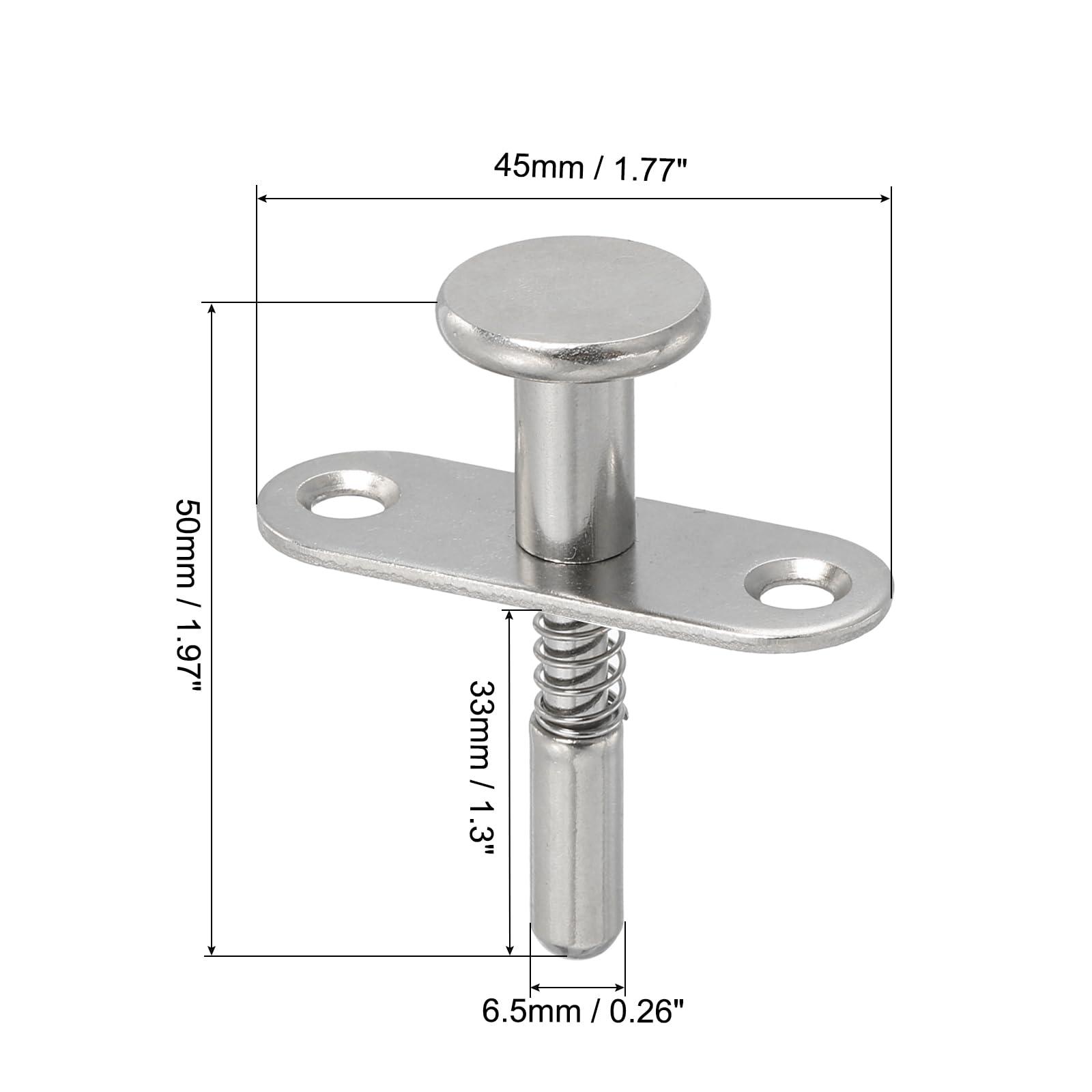 Uxcell 4Pcs Plunger Latches, 6x50mm Steel Spring-Loaded Bolts For Furniture – Easy Install On Beds, Drawers, Cabinets, Doors