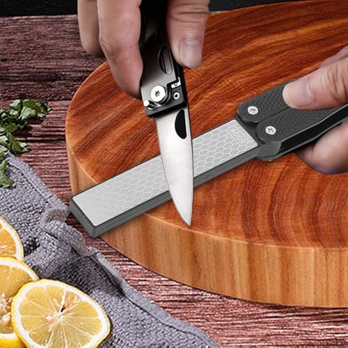 Whetstone Knife Sharpener, 400/600 Grit Handheld Double Sided Sharpening Stone Folding Pocket Diamond Whetstone Scissor Garden Tool Sharpener Sharpening Secateurs for Kitchen Garden - Image 8