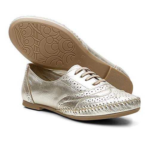Sapato Feminino Oxford Q&A Linha 15360 Tamanho:37;Cor:Branco