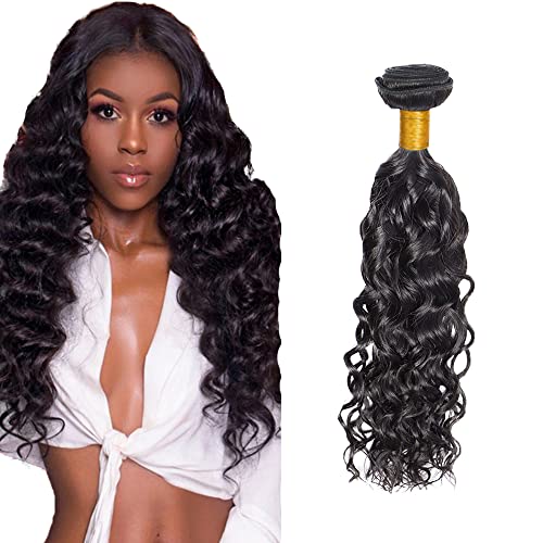 Water Wave perruques de vrais cheveux bundles extensions brésiliennes 34" #1B