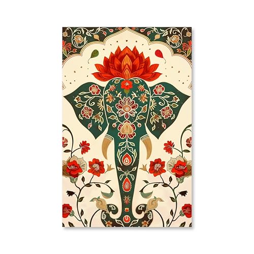 Image of Large Stretched Canvas Painting, Panel Wall Painting Elephant Stretched Luxury Paintings for Home Decoration, Living room, Bedroom and Office Decor (Pink, 16x22 Inch)