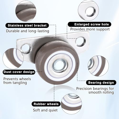 4 Stück Seitenrollen, Möbelrollen 32 mm Kleine Bockrollen Kastenrolle für Seitenmontage Dunkelgrau Rollen Klein Bockrolle für Bettkästen, Bodenschubladen, Kleingeräte, Möbel, DIY Projekte
