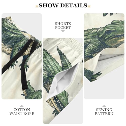 Men's Pajama Shorts Alligator Pattern Print Design Mens Sleep Pants with Pockets Soft Short Pajama Bottoms3