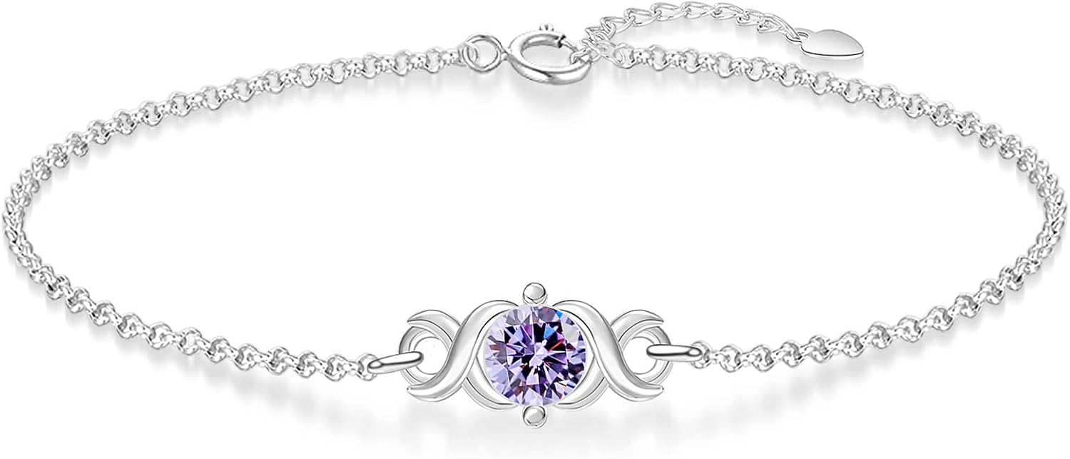 MissNaNa Personalized Birthstone Bracelet for Women Sterling Silver Mothers Bracelet Custom Charm Adjustable Family Bracelets Mother's Day Gifts for Mom Grandmother Daughter