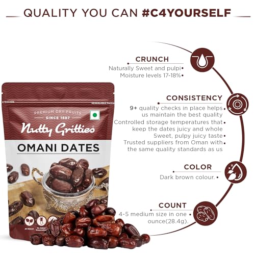 Image of Nutty Gritties Premium Dates - Omani (Khajoor) - 350g (Pack of 10 Eack Pack 35g)