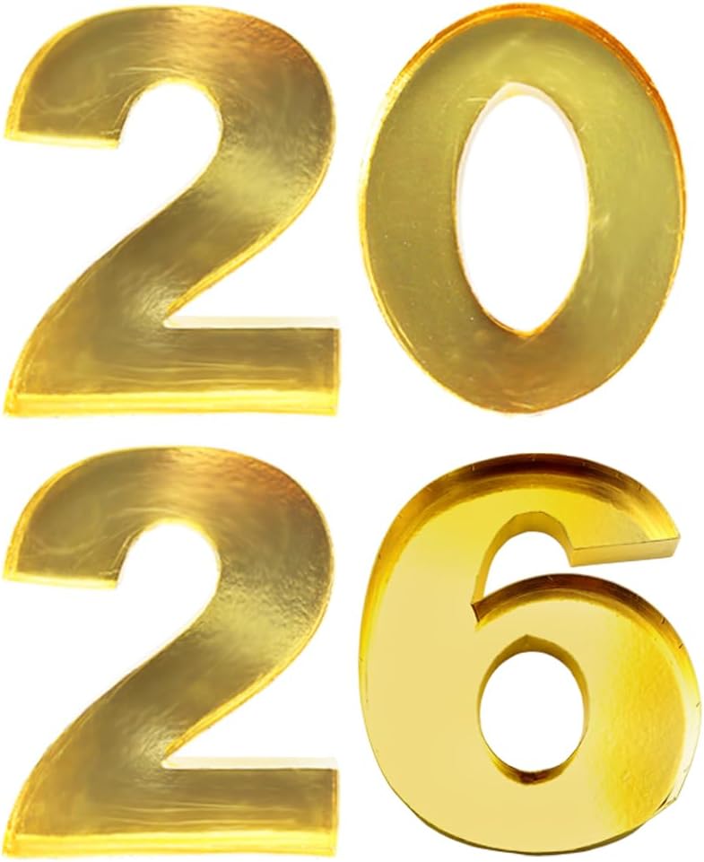 2026 Cardboard Number Fillable Charcuterie, New Year Graduation Centerpiece Decorations, Set of 4 (Gold, 15inch)