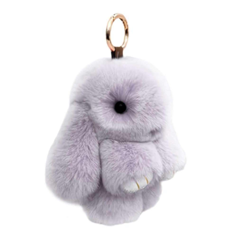 GINTBN Fluffy Bunny Keychain,Soft Cute Plush Bunny Key Rings