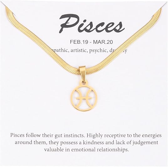 Women's Zodiac Sign Choker Necklace Spiritual Horoscope Jewelry Birthday Gift Gold Plated Stainless Steel Snake Chain
