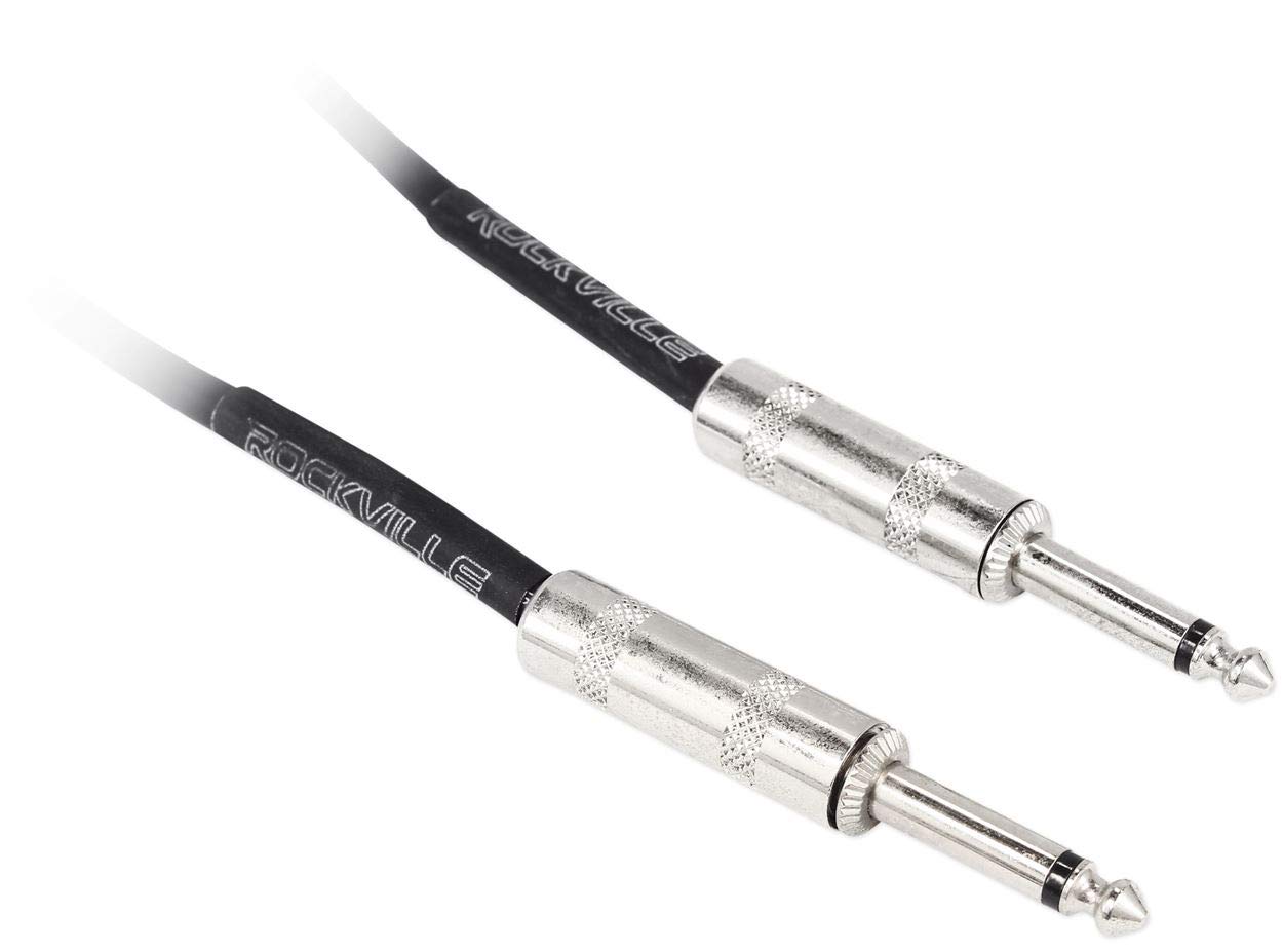Rockville RCGT20B Instrument Cable, 20 Ft, Black, 1/4'' TS to 1/4'' TS, 100% Copper, Shielded, Perfect for Guitar, Live Performances, and Studio Use