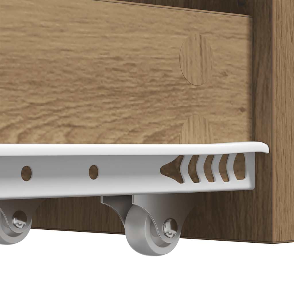 vidaXL Armario de baño Estrecho con Ruedas Madera Roble artisian