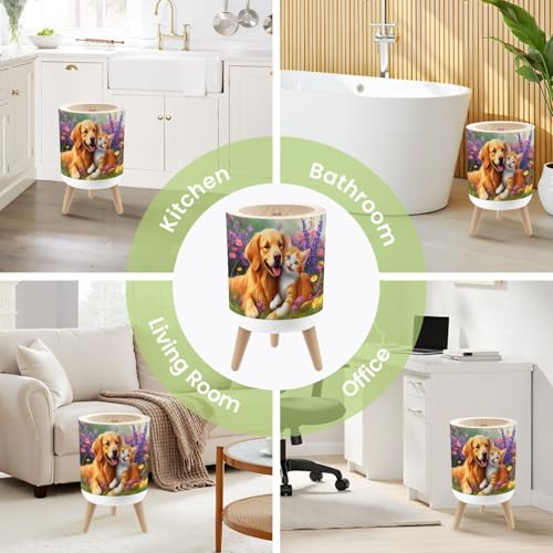 Caneca de basura pequeña con tapa y diseño redondo miniatura 6