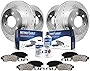 Detroit Axle -355mm Front and 365mm Rear Drilled and Slotted Rotors + Brake Pads Replacement for Cadillac CTS STS (HD J56; V Models) - 10pc Set