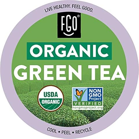 Organic Green Tea K-Cup Pods, 24 Pods by FGO - Compatible with Keurig - Naturally Occurring Caffeine, Premium Green Tea is USDA Organic, Non-GMO, & Recyclable Cover