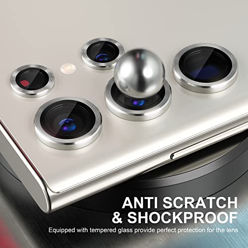 Image of Choiche for Samsung Galaxy S23 Ultra Camera Lens Protector, Scratch-Resistant Tempered Glass with Alloy Edge Camera Cover Screen Protector Decoration Accessories for S23 Ultra 5G 2023 - Silver