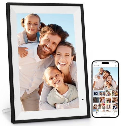 Humblestead Cadre Photo numérique 10,1 Pouces 32 Go WiFi 1280 x 800 HD IPS Écran Tactile Mémoire Rotation Automatique Partagez Photos et vidéos Cadeau instantané pour Parents/Amis